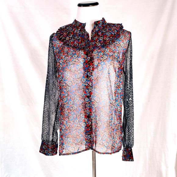 NWT Small Size 6 Designer Manoush- Python Plisse Print Blouse in Chemise - Picture 4 of 15